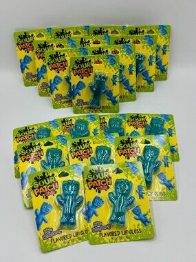 19 Pieces Sour Patch Kids Blue Raspberry Flavored Lip Gloss Bundle